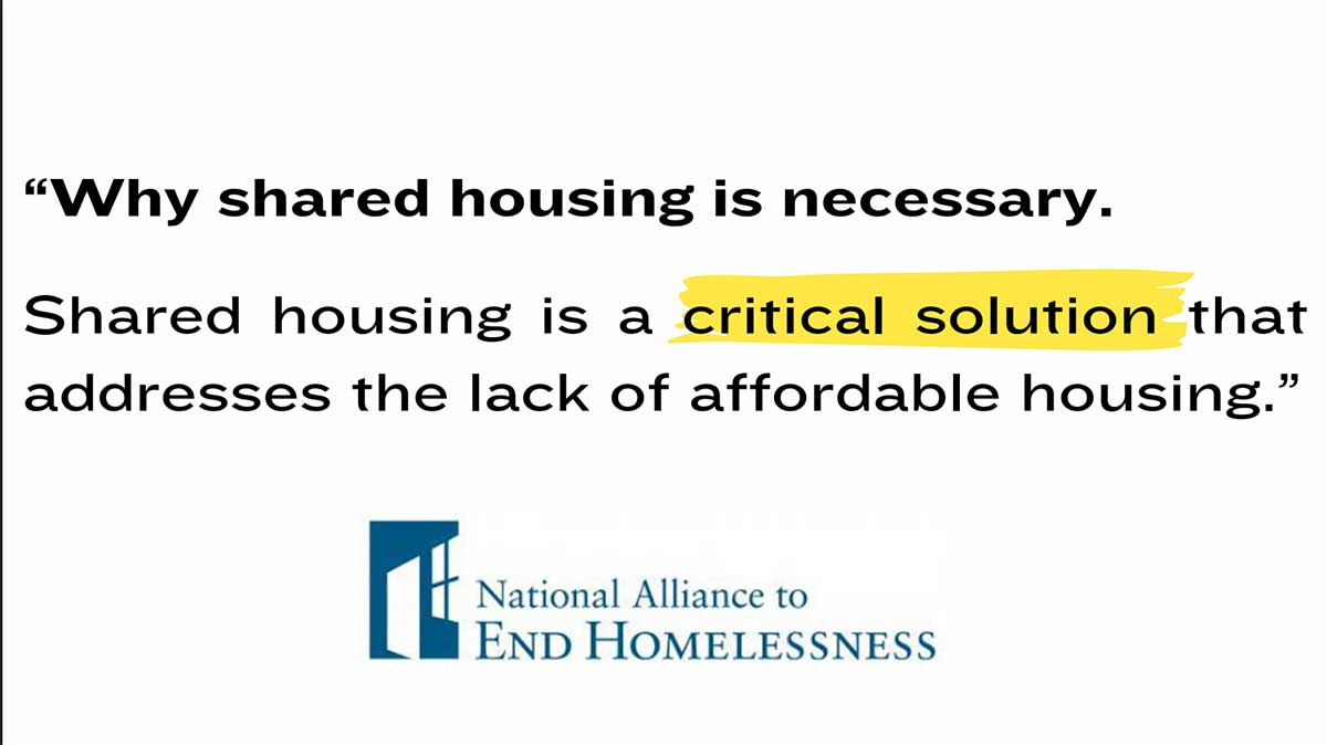 National Alliance to End Homelessness - why shared housing is necessary